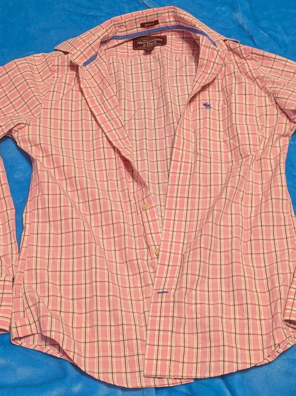 🌸 Muscle Fit Pink Plaid Shirt 🌸